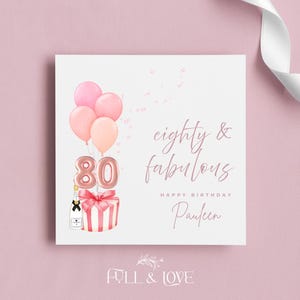80e anniversaire personnalisée | 80 ans et fabuleux | Cartes pour elle | 80e anniversaire | Cartes d'étape | Cartes de voeux personnalisées