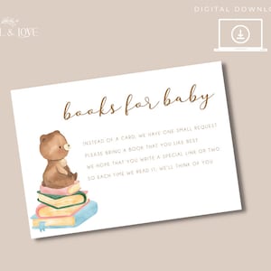 Bücher für Baby Baby Shower Decor Digital Download | Teddy Bär Babyparty | Geschlechtsneutral | Baby Shower Karten | Streusel | T102