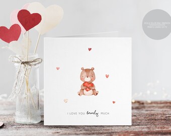 Cute Bear Valentines Day Card | Anniversary Greetings Card