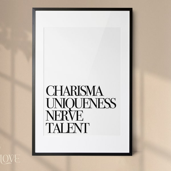 Rupauls Drag Race | Rupaul Quotes | Drag Race Quotes | Charisma Uniqueness Nerve and Talent Print | LGBTQ+ Gay Pride | Christmas Gifts