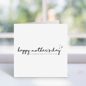 Bonne fête des mères à quelqu’un qui est comme une maman pour moi | Belle-mère | Tante | Marraine |  Carte de fête des mères | Carte simple pour la fête des mères