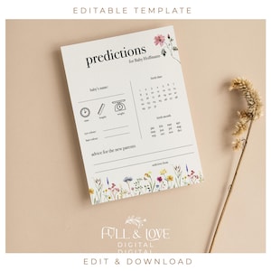 Personalised Baby Shower Prediction Cards DIGITAL | Baby in Bloom Baby Shower  | Spring | Floral | Baby Shower Decor | Download BB101-1