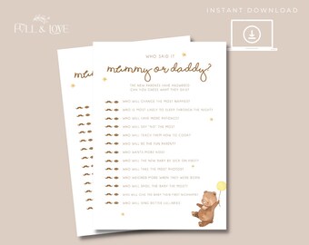Gra na Baby Shower „Miś pluszowy” | Quiz dla mamy i taty (do pobrania w wersji cyfrowej) T101