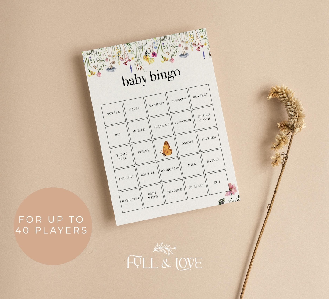 Baby Shower Bingo | Baby Bingo | Gift Bingo | Prefilled | Baby in Bloom ...