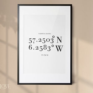 Coordinates Print | Couples Print | Anniversary Wedding Gift | Wall Decor | Engagement | Valentine's Day | New Home | Paper gift | Aesthetic