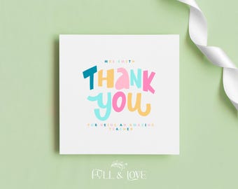 Personalised Thank You Teacher Cards | Graduation Cards | School Leavers Card | Nursery Teacher | Teacher Gifts