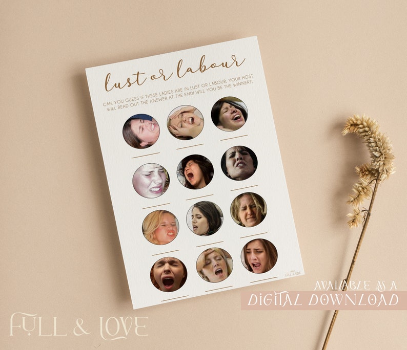 Lust or Labour Baby Shower Game Digital Download Printable Etsy Ireland