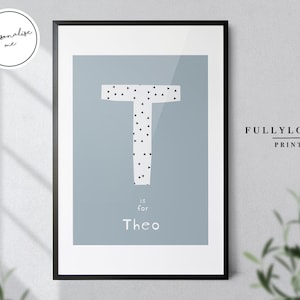 Personalised Initial Name Print | Kids Bedroom Decor | Girls Decor | Boys Decor | Playroom Print | Scandi | Baby Shower | Christmas Gifts