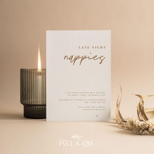 Late Night Windeln Babyparty Zeichen | Late Night Windeln | Minimalistische Babyparty | Geschlechtsneutral | Baby Party Karten | Streugarn || M101
