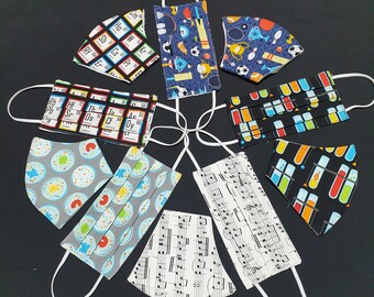 Limited Edition Science Scientists stem Biology Chemistry Physics and Musical notes washable and reusable double layers handmade. CHARITY