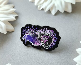 Purple Mushroom Fox Skull 1.5-inch Acrylic Pin