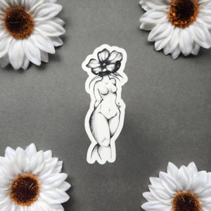 Daisy Head Woman 3-inch matte waterproof sticker