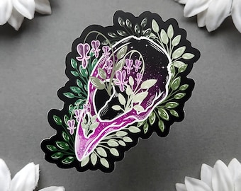 Bleeding Heart Crow Skull Matte 2.9x3-inch Waterproof Sticker