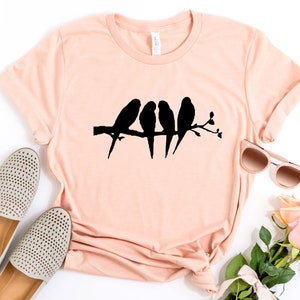 Birds Shirt - Nature shirt - Birds On Wire - Christmas Gifts For Family -Birds Tee - Graphic Birds - Cute Birds, I Love nature, Gift for Her