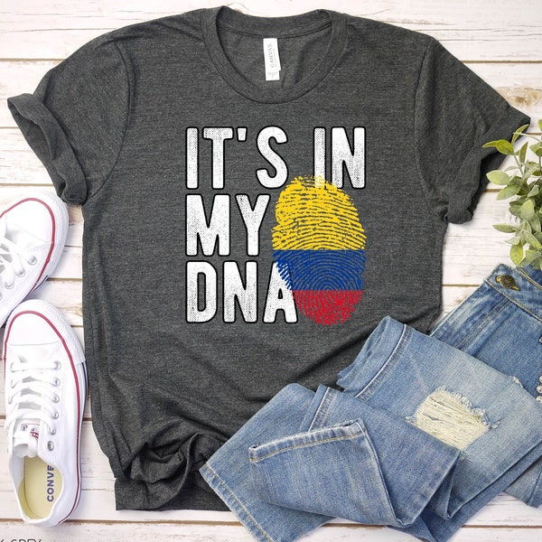 It's In My DNA Colombia Flag Fingerprint Shirt, Colombia Shirt, Republic of Colombia, Colombia Gift Tee, Colombia Flag Tee, Colombiana Shirt