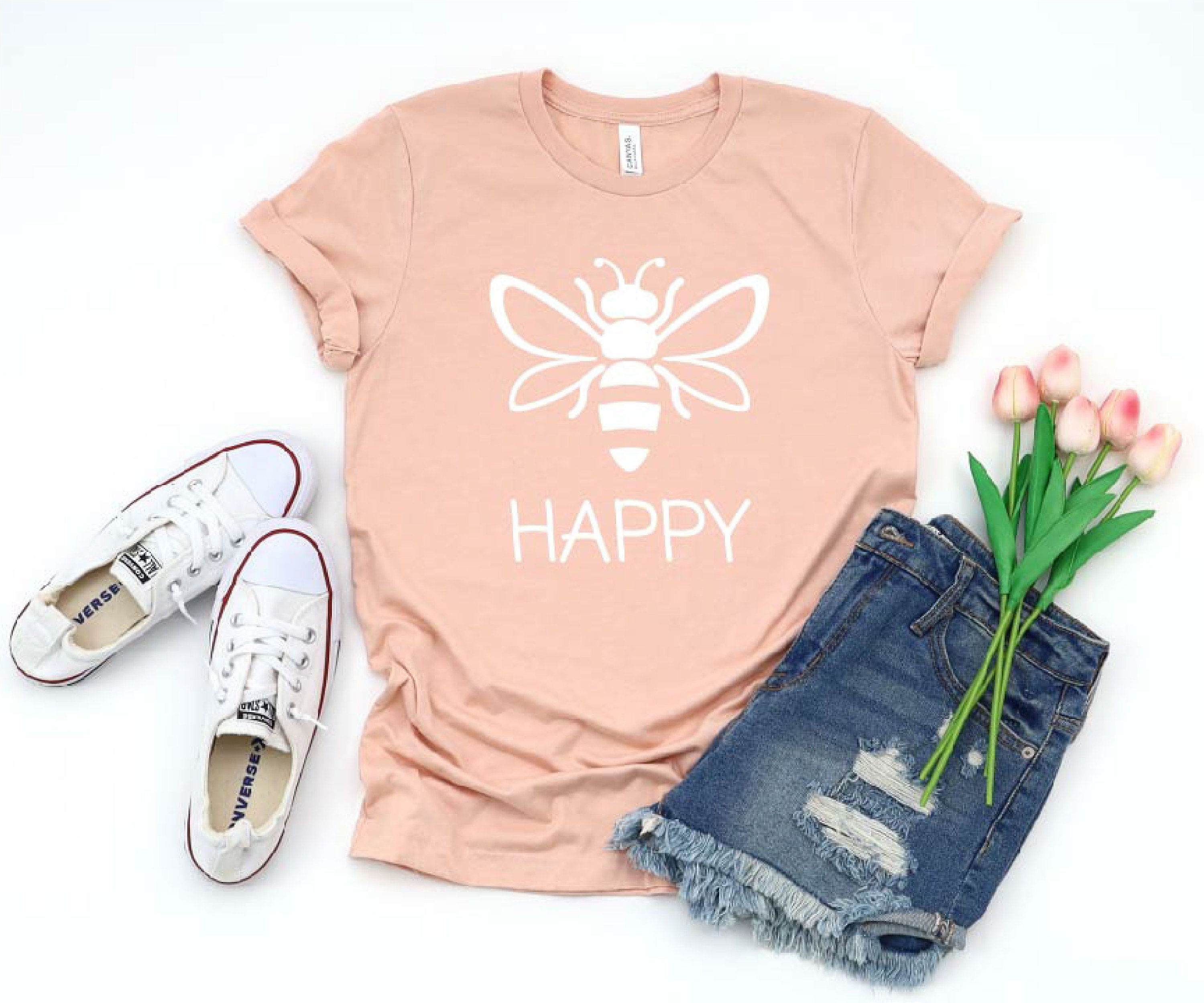 Bee Happy Shirt Bee Shirt Happy Shirt Motivational Shirt | Etsy