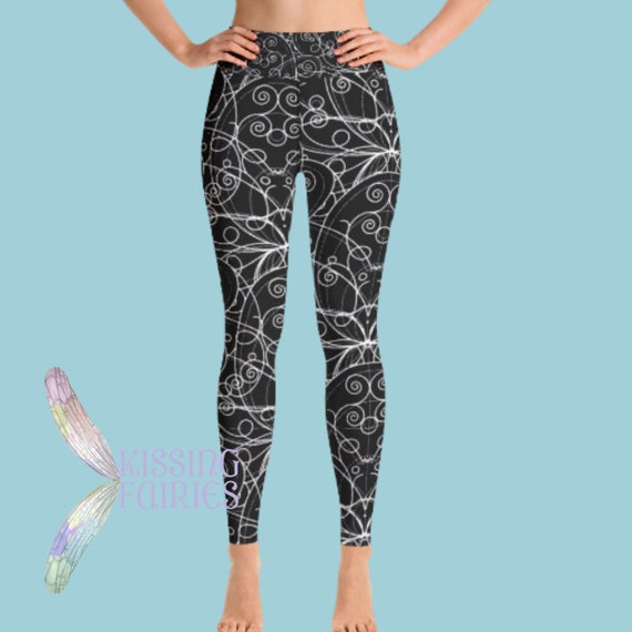 Black and White Sacred Geometry Lotus Flower Yoga Pants Etsy