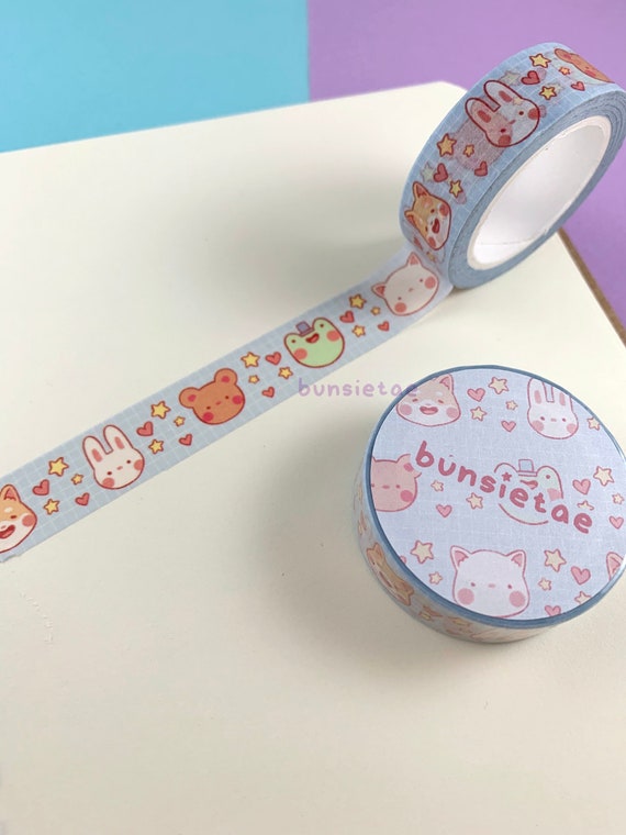 Bunsieworld Washi Tape 15mm10m Washitape Roll Kawaii Animal Washi Tape  Journal Deco Cute Tape Moon Washi Illustrated Washi 