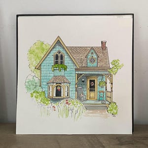 Little Green Cottage / Original Watercolor Painting / House Painting / Old Cottage