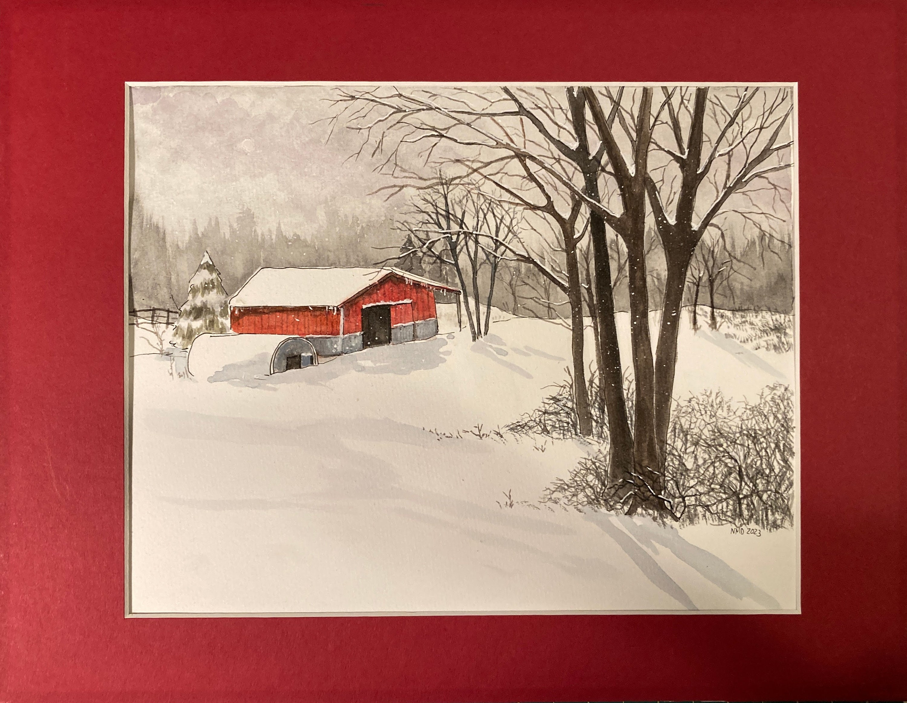 January Snow / Snow Scene / Winter Landscape / Original Watercolor ...