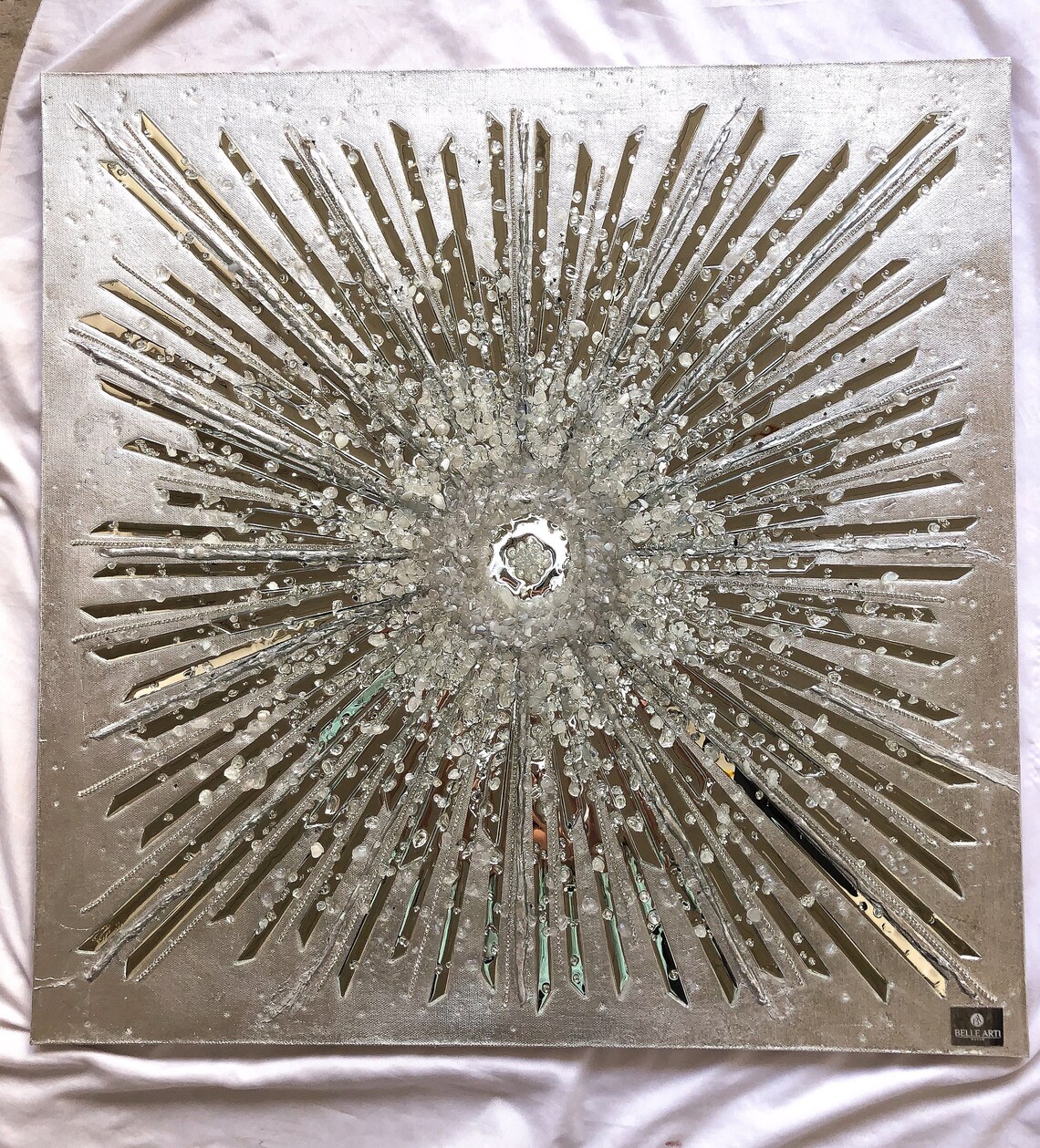 Silver painting Modern art Acrylic Painting on Canvas Etsy