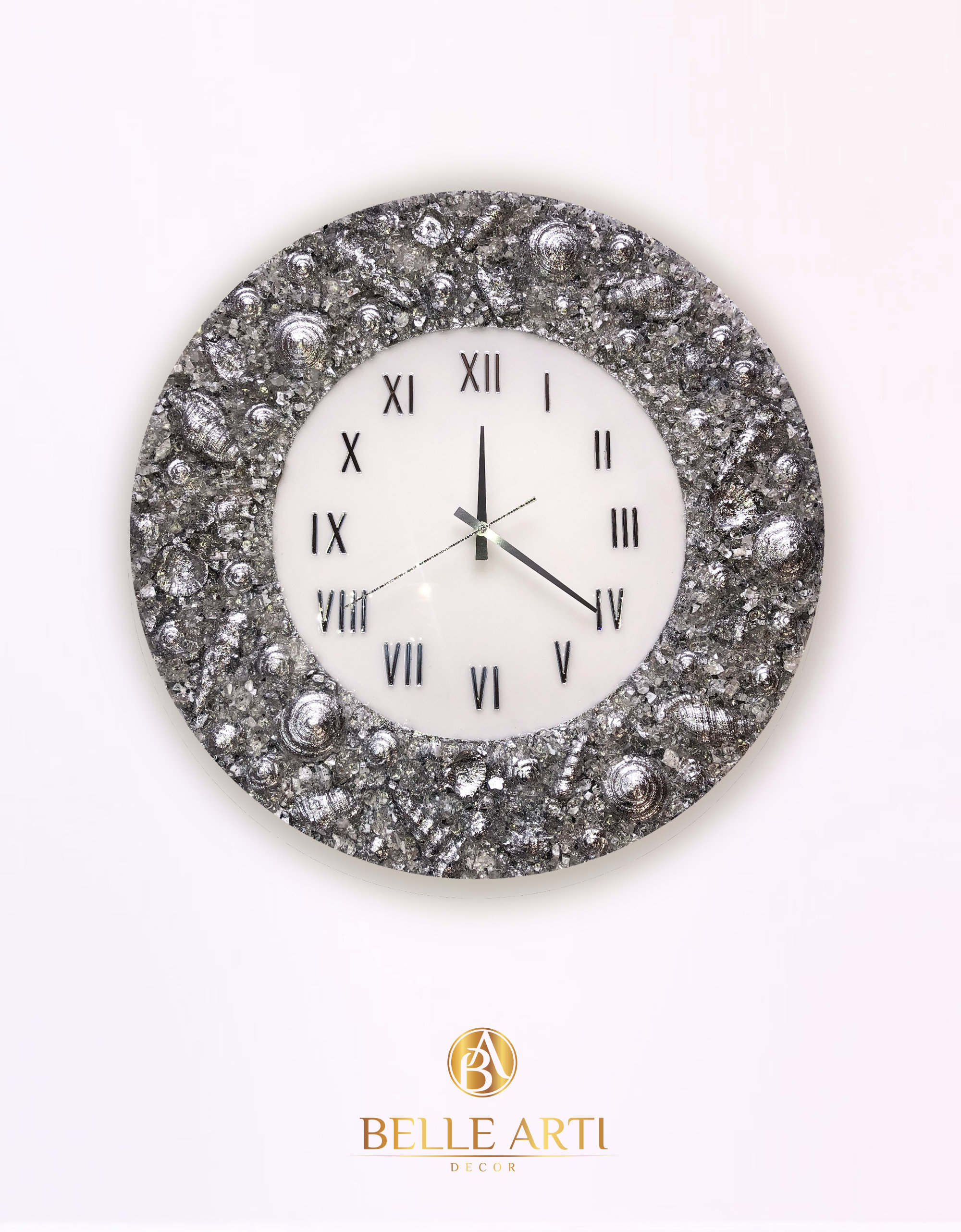 Wall Clock Silver Clock Large Wall ClockModern Clock Home Etsy