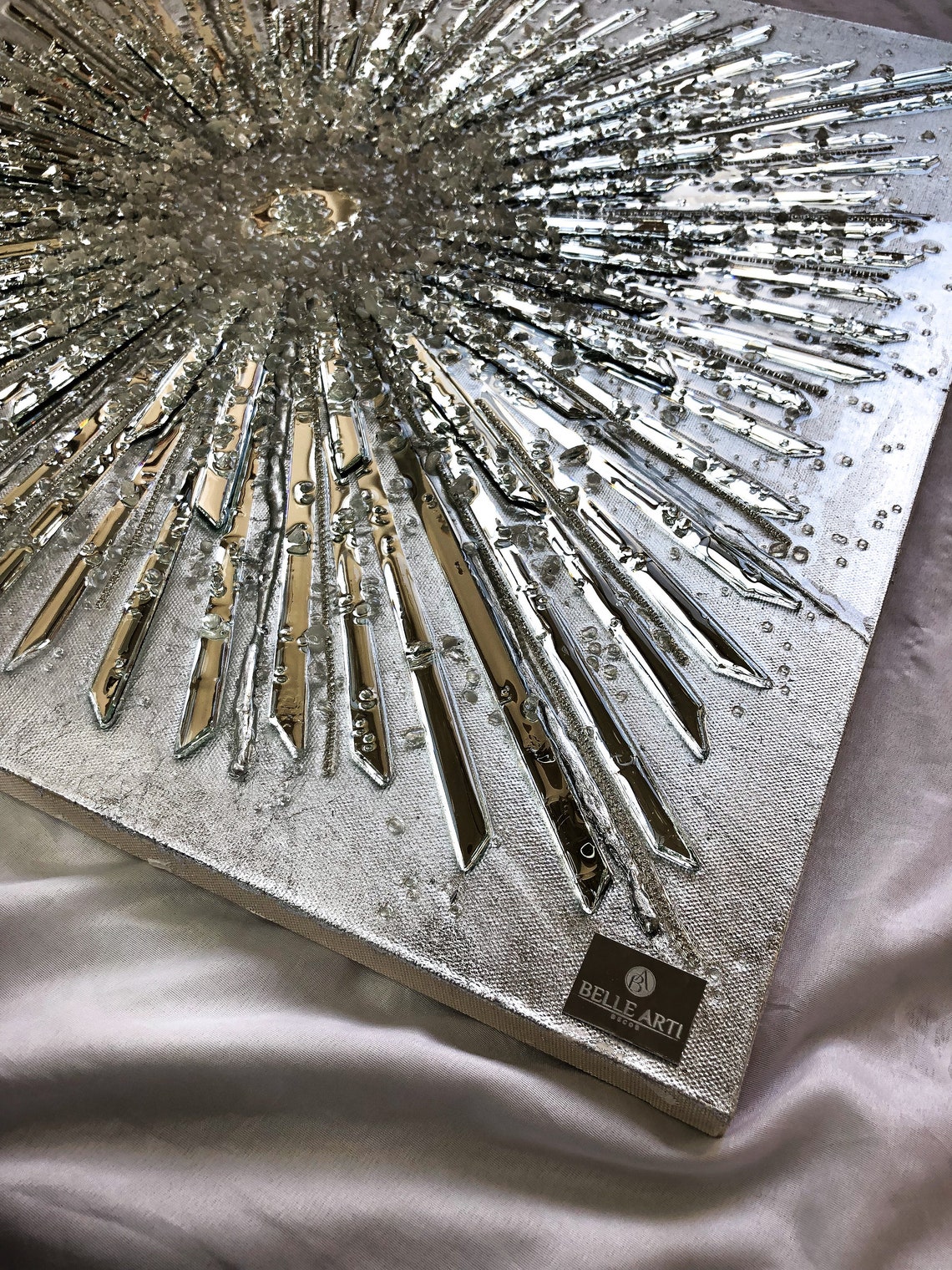 Silver painting Modern art Acrylic Painting on Canvas Etsy