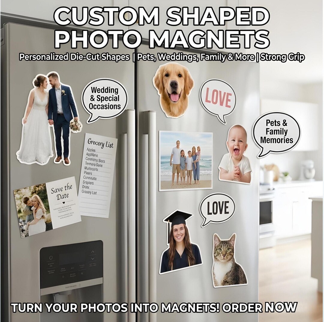 Custom Shaped Photo Magnets Personalized Picture for Fridge Wedding ...