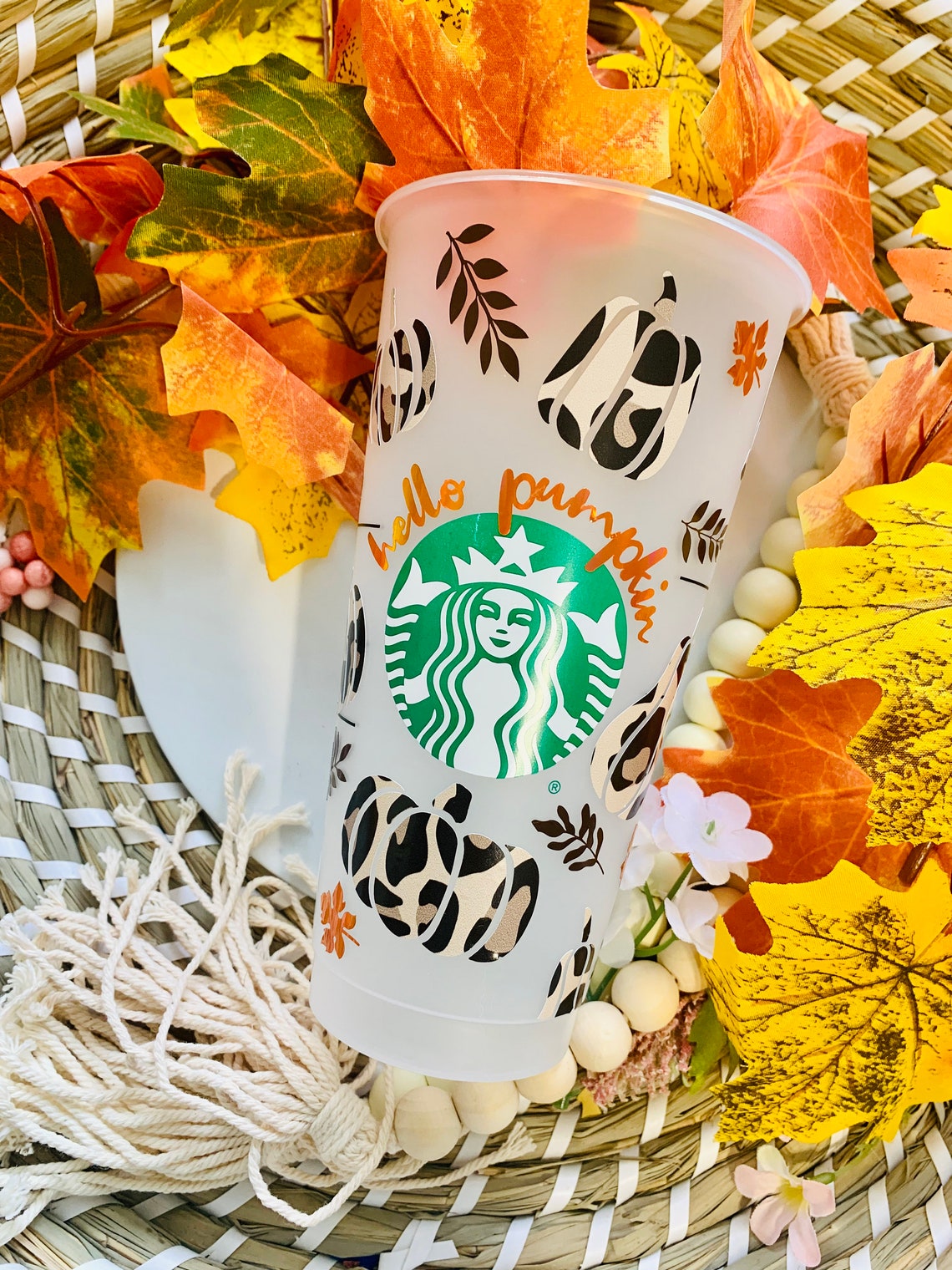 Hello Fall Pumpkin Starbucks Cup Autumn Starbucks Cup Etsy
