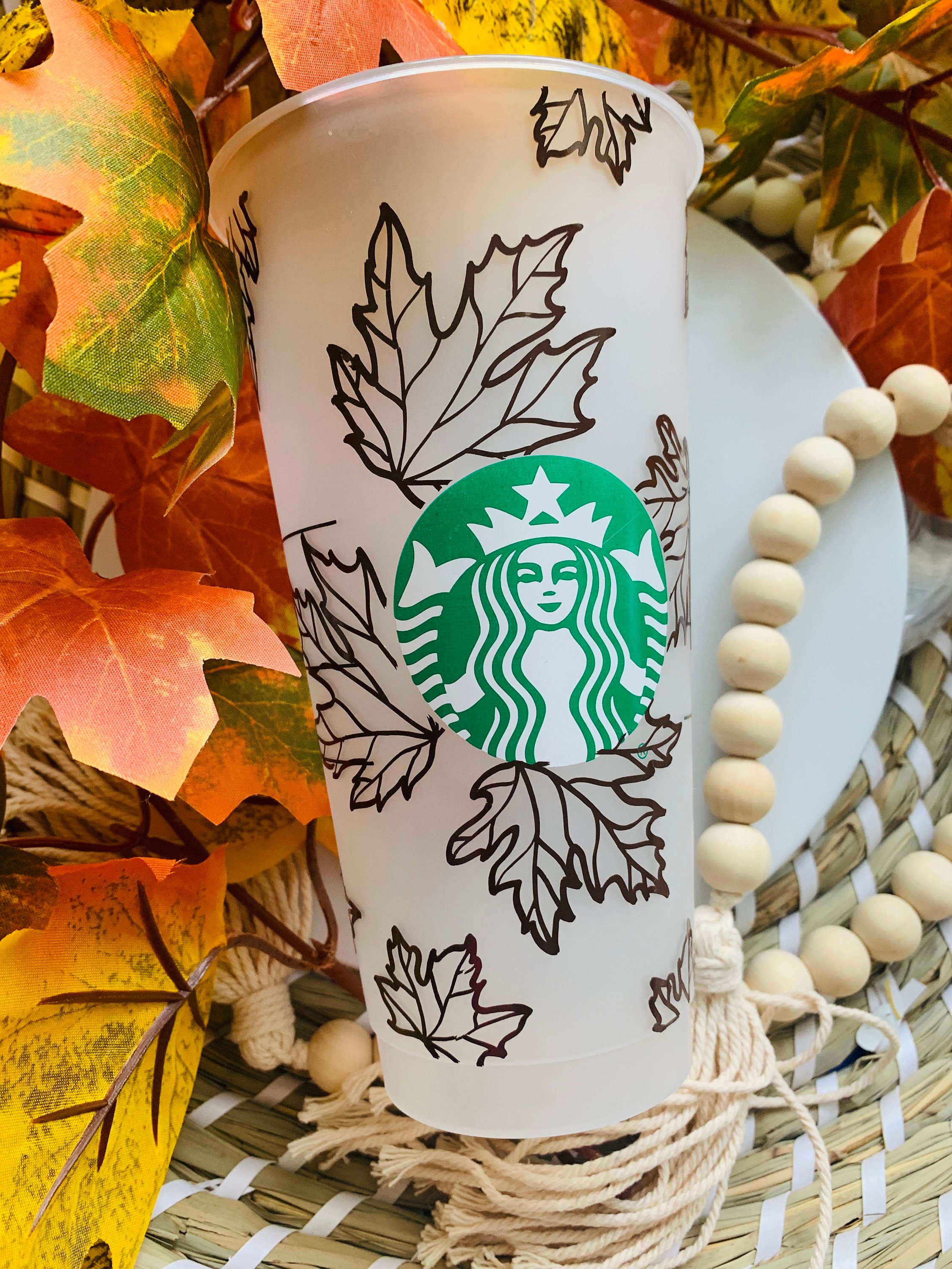 Fall Starbucks Cup Autumn Starbucks Cup Starbucks Leaves Etsy