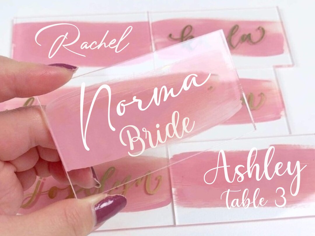 Elegant Custom Acrylic Place Cards for Wedding, Name Card Table Setting