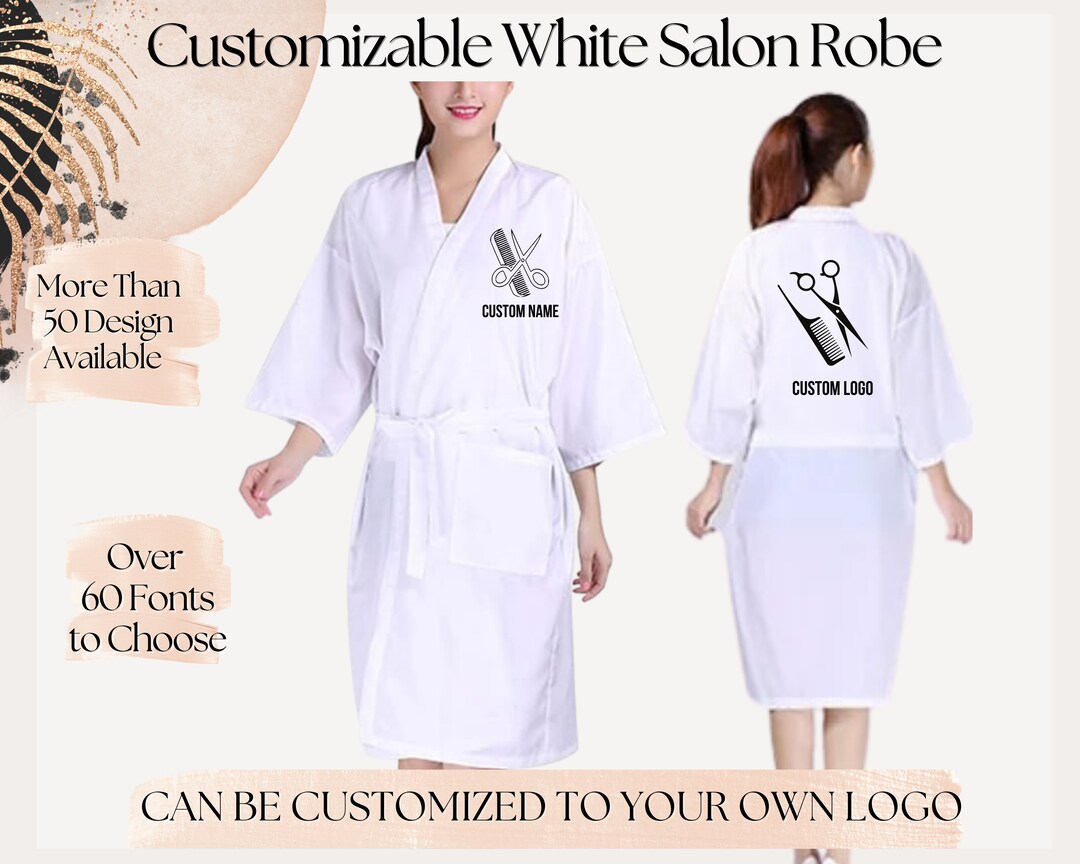 White Custom Salon Robes for Clients Waterproof Resistant Robe Etsy