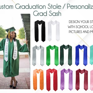 Custom Class of 2025 Stole Graduation, Personalized Logo Text Grad Stole Sash, Customized Gradute Stole with Your Design, Grad Gifts Idea
