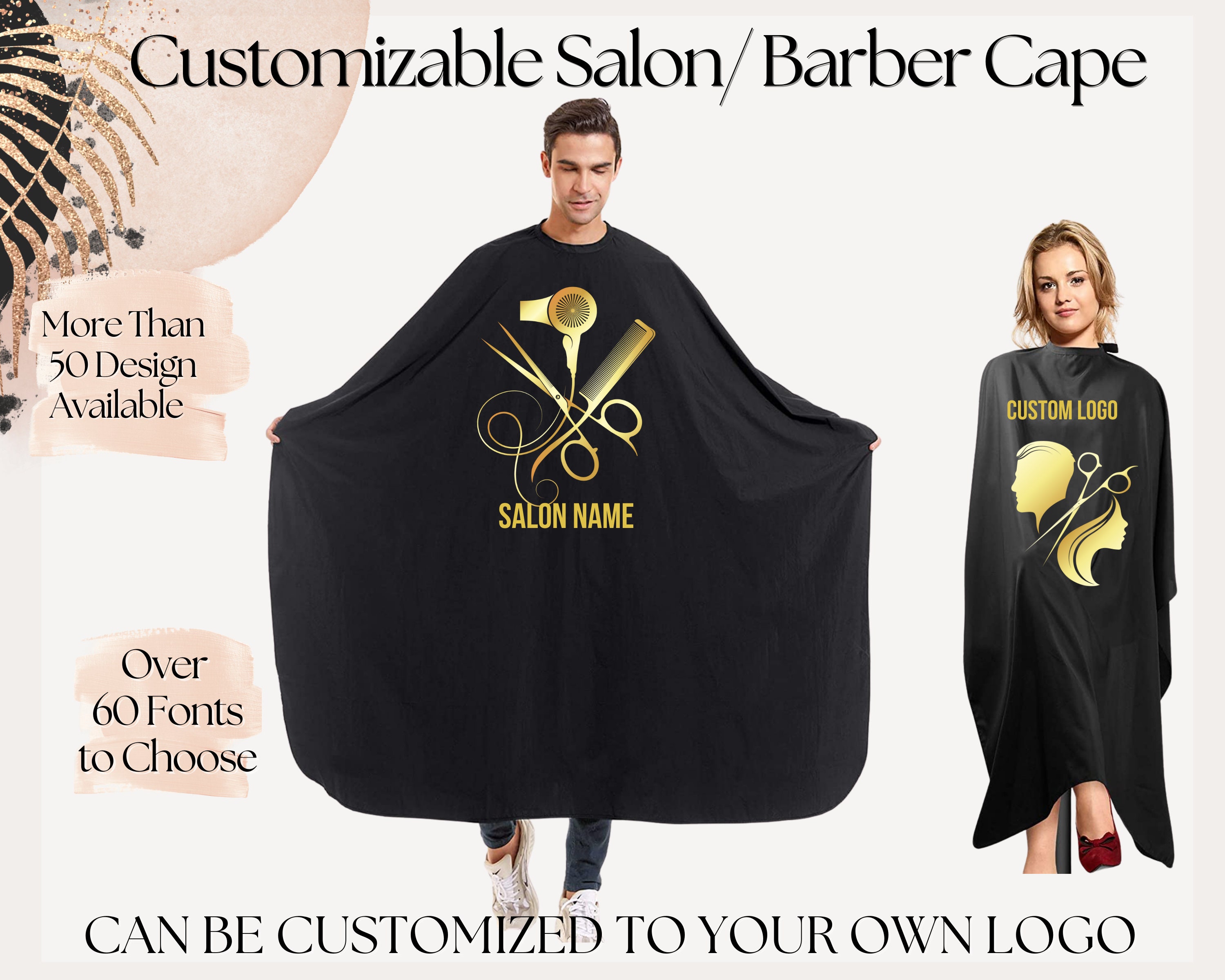  Supreme Trimmer BARBER CAPE Professional Hair Style Waterproof  Cape, Salon Barber or Home Use - Gold Logo : Beauty & Personal Care