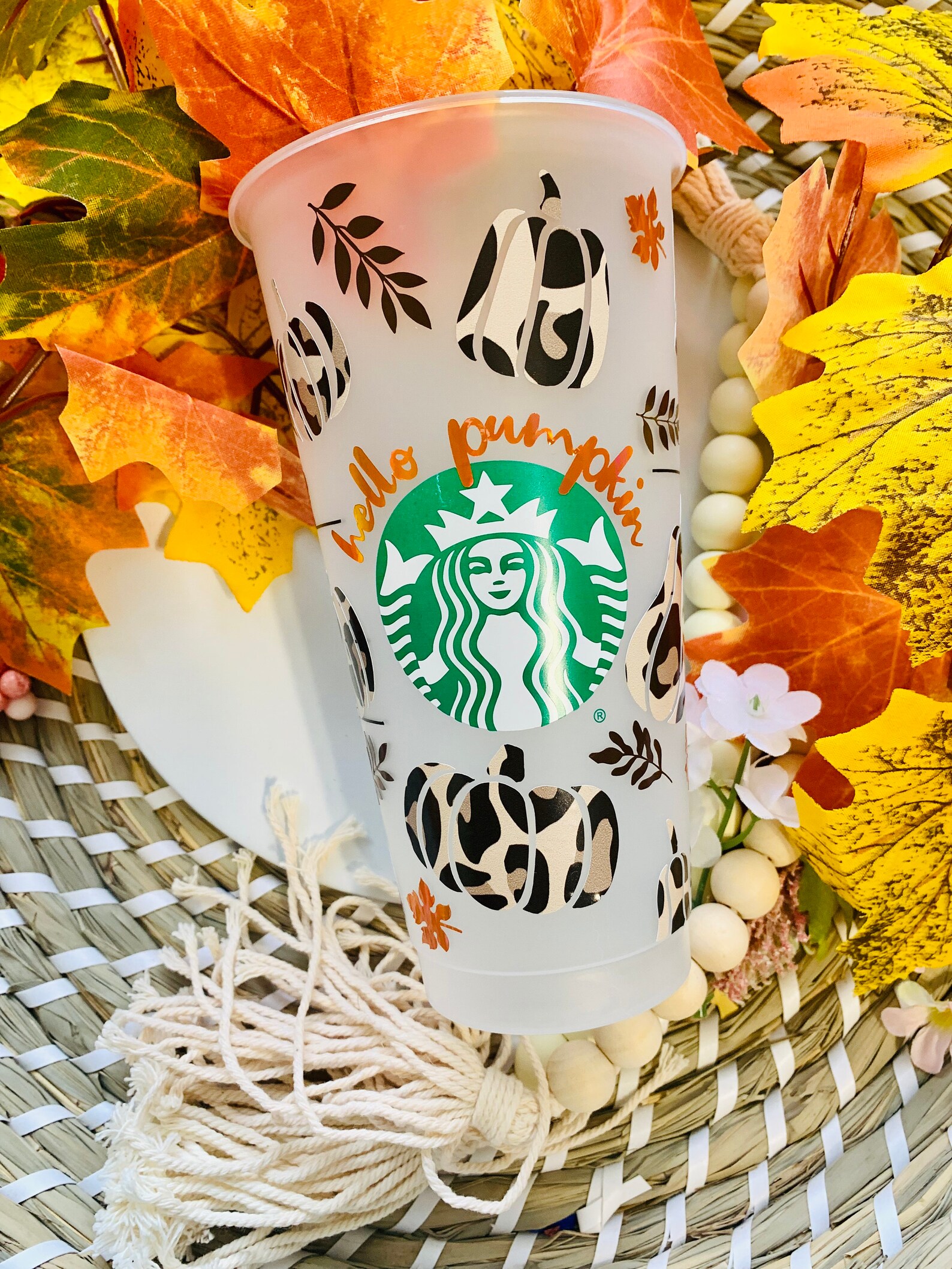 Hello Fall Pumpkin Starbucks Cup Autumn Starbucks Cup Hello Etsy