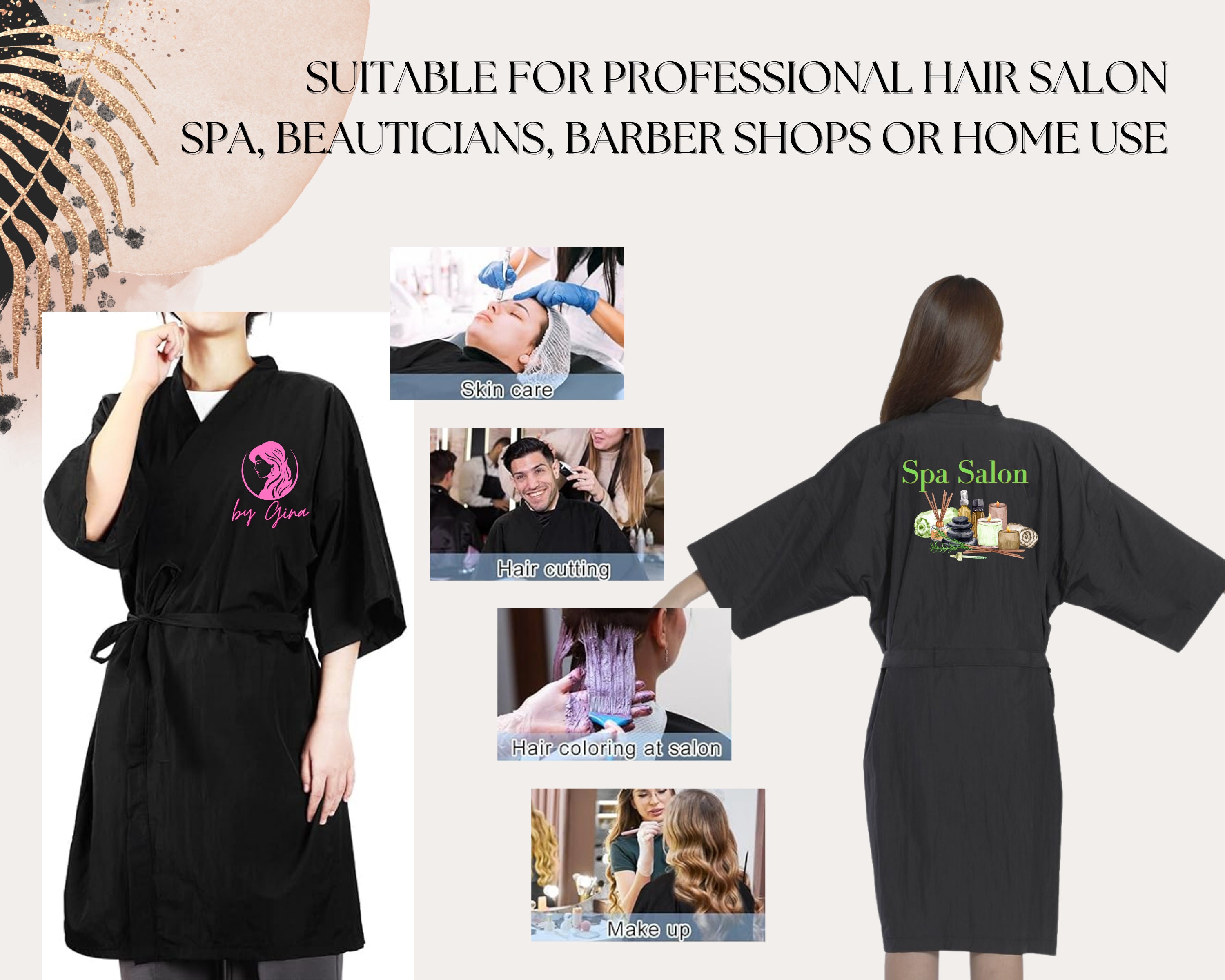 Peignoirs de salon personnalises pour clients Peignoir resistant a l eau imprime Peignoir de coiffure personnalise Tunique de barbier Peignoir de styliste tablier de spa kimono Etsy France