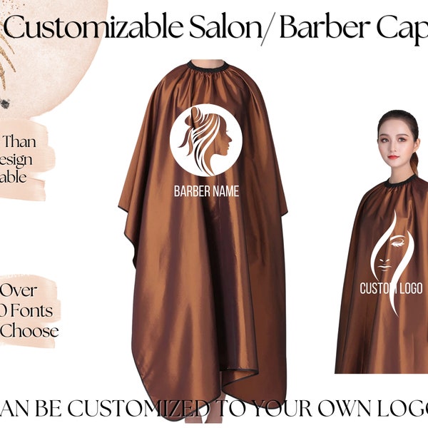 Cape marron personnalisée pour salon de coiffure, robe de coiffeur personnalisée, cape de coiffeur avec logo personnalisé, cadeau d'esthéticienne, cadeau de coiffeur