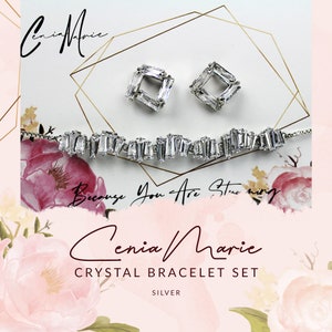 CZ Wedding Earrings Bracelet Set, Wedding Jewelry, Bridal Jewelry Set, Wedding Bracelet Earrings Set, Earrings Bracelet Set~ CENMARISET20201