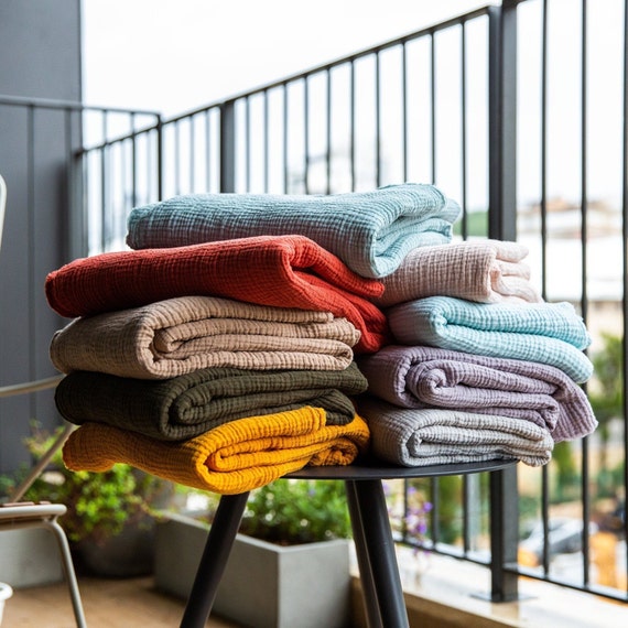 Organic Cotton Muslin Blanket: Handmade Gauze Yoga Cover