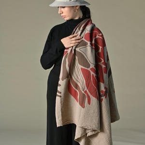 Wild Lotus Cotton Muslin Blanket Shawl: Eco-Friendly Print, Extra Large