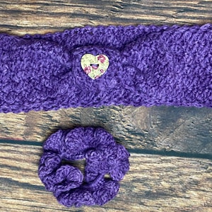 Crochet Headband and Scrunchie Set: Handmade Cotton Hair Accessories