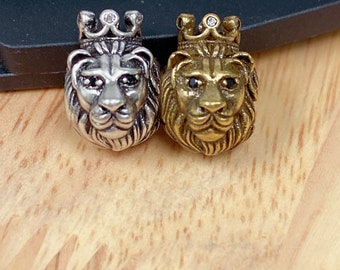 25/%OFF Lion Head Slider Beads Antique Brass 12X10mm spacer bead Spacers for 1.5mm leather or cord rustic bohemian European zamak 2pcs