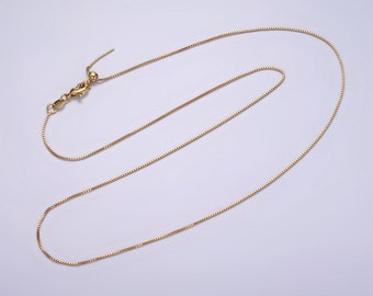 Gold Filled Box Chain Slider Necklace Supply for Jewelry Making, Dainty Thin Adjustable Everyday Wear Layering Necklace, 18.5 Inches