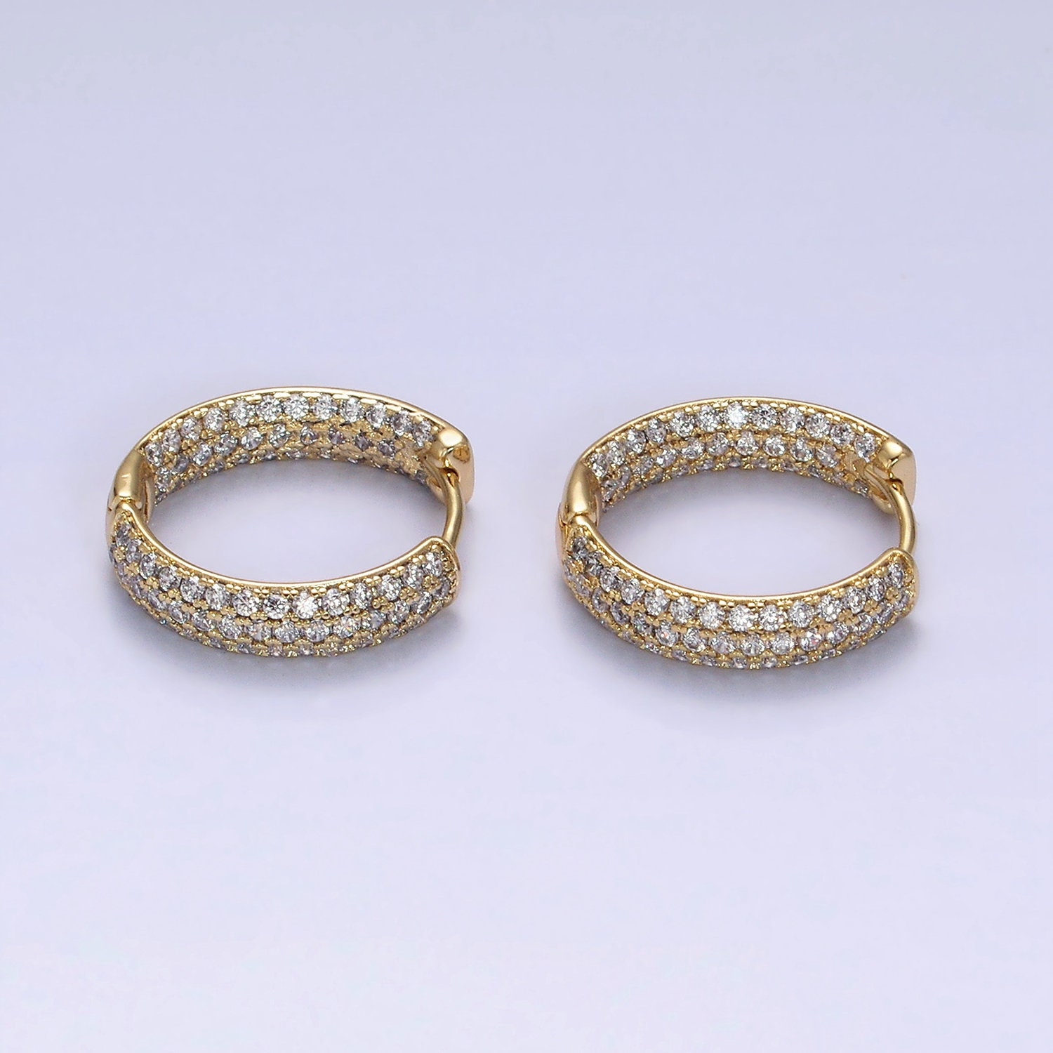 Simple Gold Hoop Earrings Front Facing Clear Micro Pave CZ Cubic Zirconia Minimalistic 14K Gold Filled Jewelry 1 Pair Etsy Canada