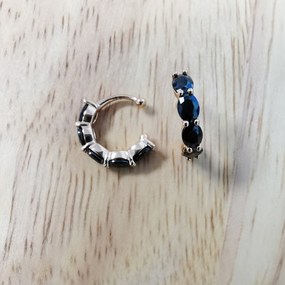 1 Pair Wholesale 24K Gold Filled Ear Cuff with Black Cubic Zirconia No Piercing