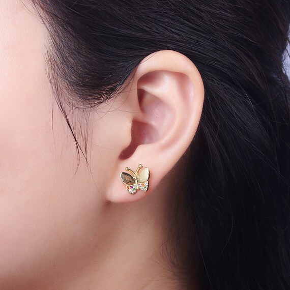 ピアス バタフライ ちょう 蝶 18金 k18 ピンクゴールド