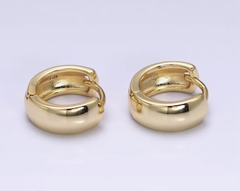 Classic Gold Huggie Hoop Earrings, Thick 14K Gold Filled Minimalistic Earring Jewelry, 1 Pair