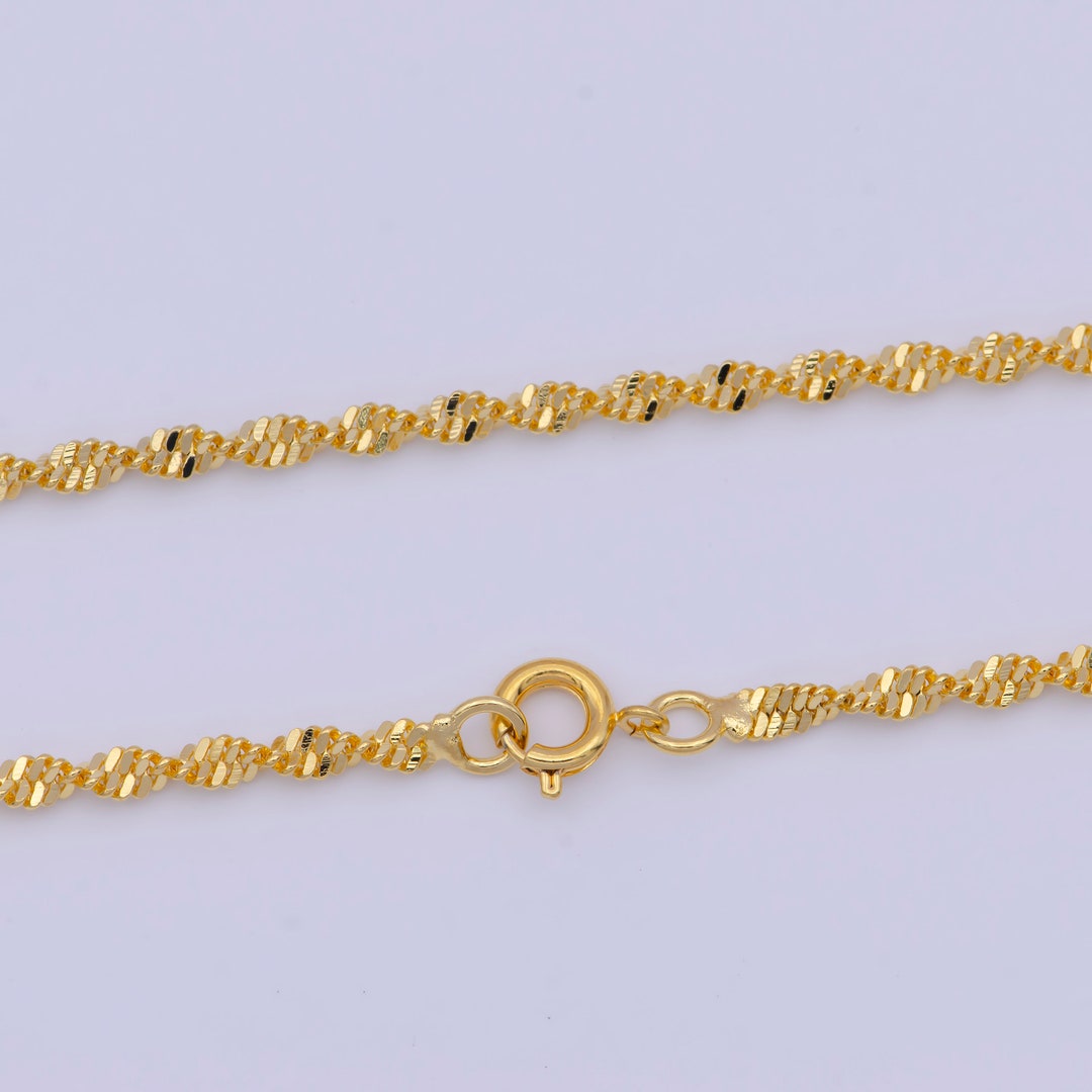 24K Gold Plated Singapore Twist Chain Necklace Supply for Jewelry