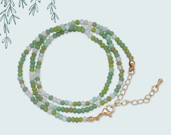 Green Aventurine Beaded Gold Chain Necklace for Jewelry Making, 17.7 Inches with 2 Inch Extender