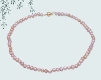 Pink Freshwater Pearl Beaded String Necklace Jewelry, 17.5 Inches